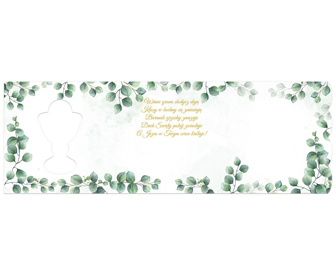 Greeting card Communion card Chalice with eucalyptus, 1 pc.
